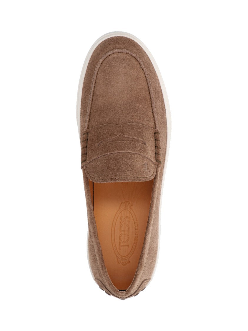 Tod's Suede Slip-On Moccasins With Rounded Toe