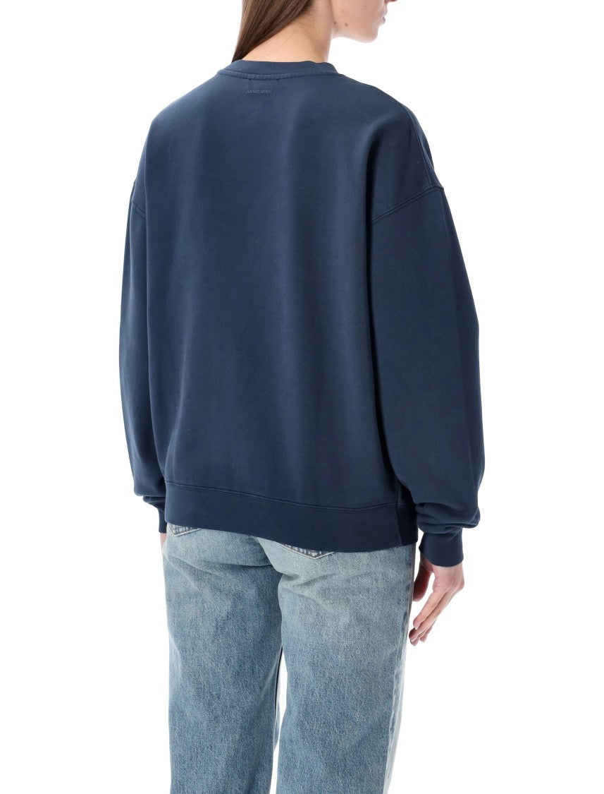 Anine Bing Collegiate-Inspired Oversized Cotton Trenton Sweatshirt