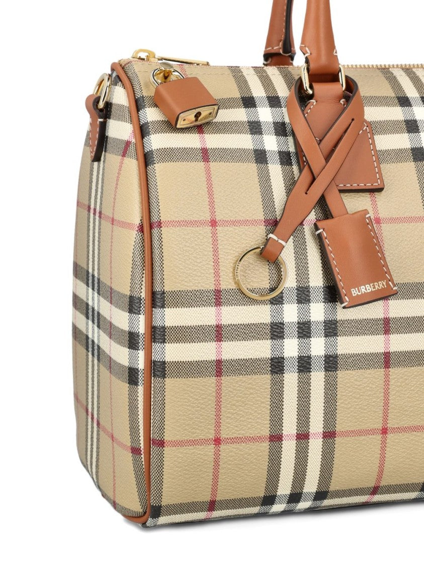 Burberry Barrel-Shaped Bag With Classic Check Pattern