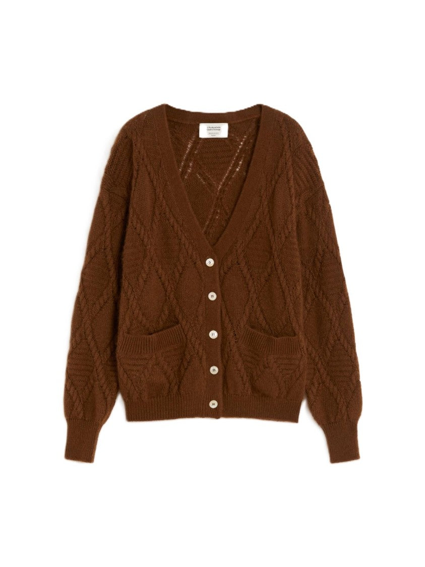 Max Mara Textured Brown Knit Bolero With Button-Down Front
