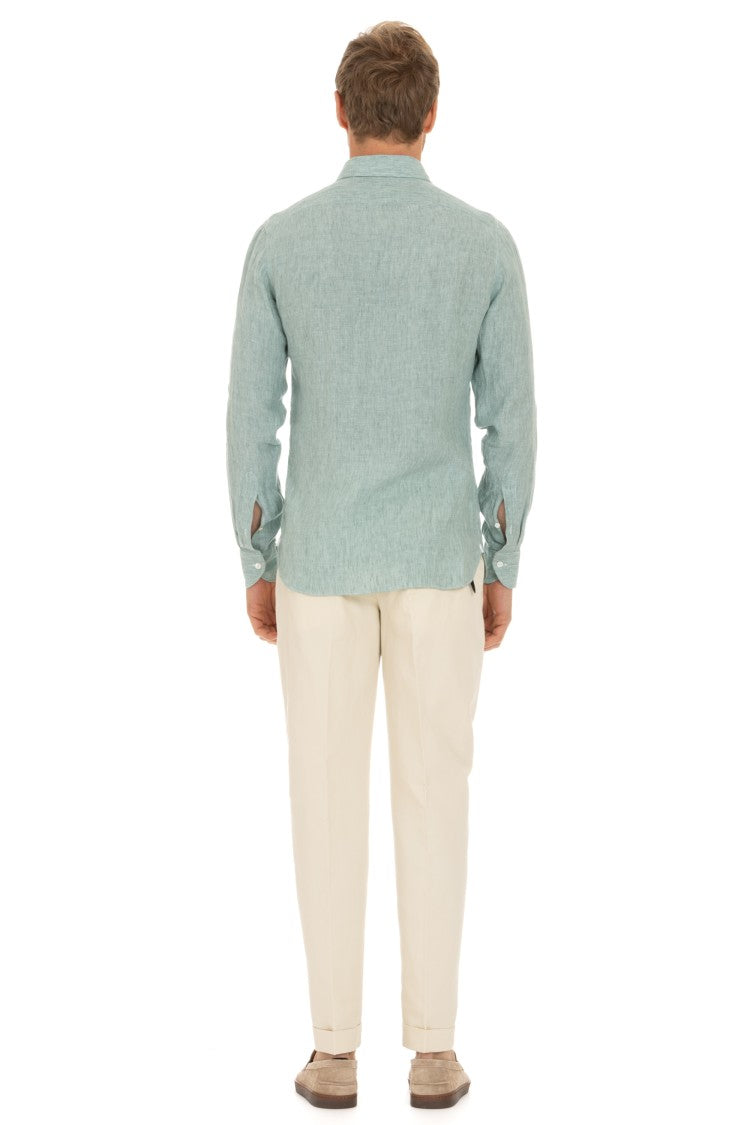 Borriello Solid Delavè Linen Tailored Shirt