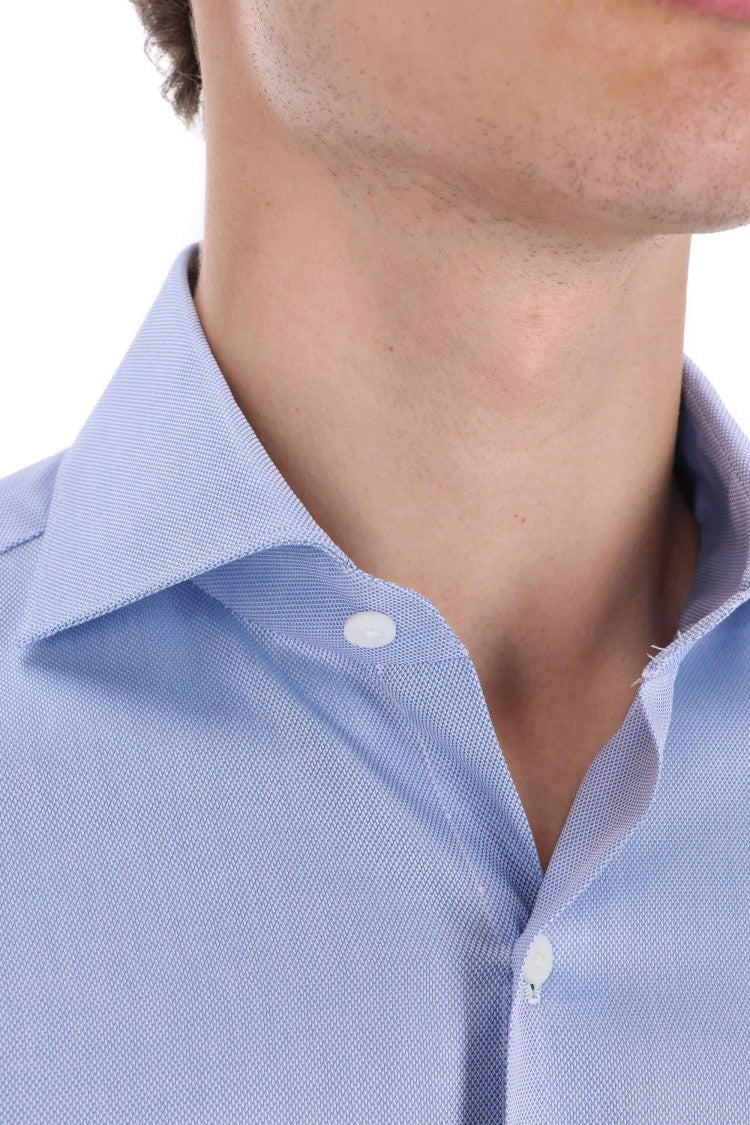 Finamore Traveller Tailored Shirt In Royal Oxford Linea Milano