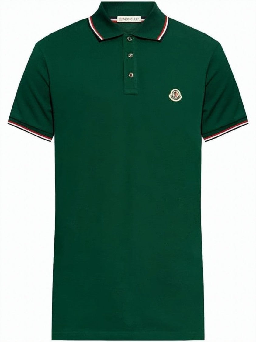 Moncler Cotton Pique Polo Shirt With Contrasting Trim Details