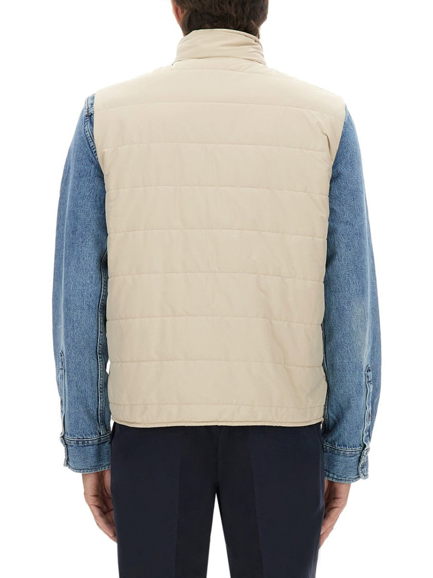 Fay Quilted Vest With High Collar And Padded Texture