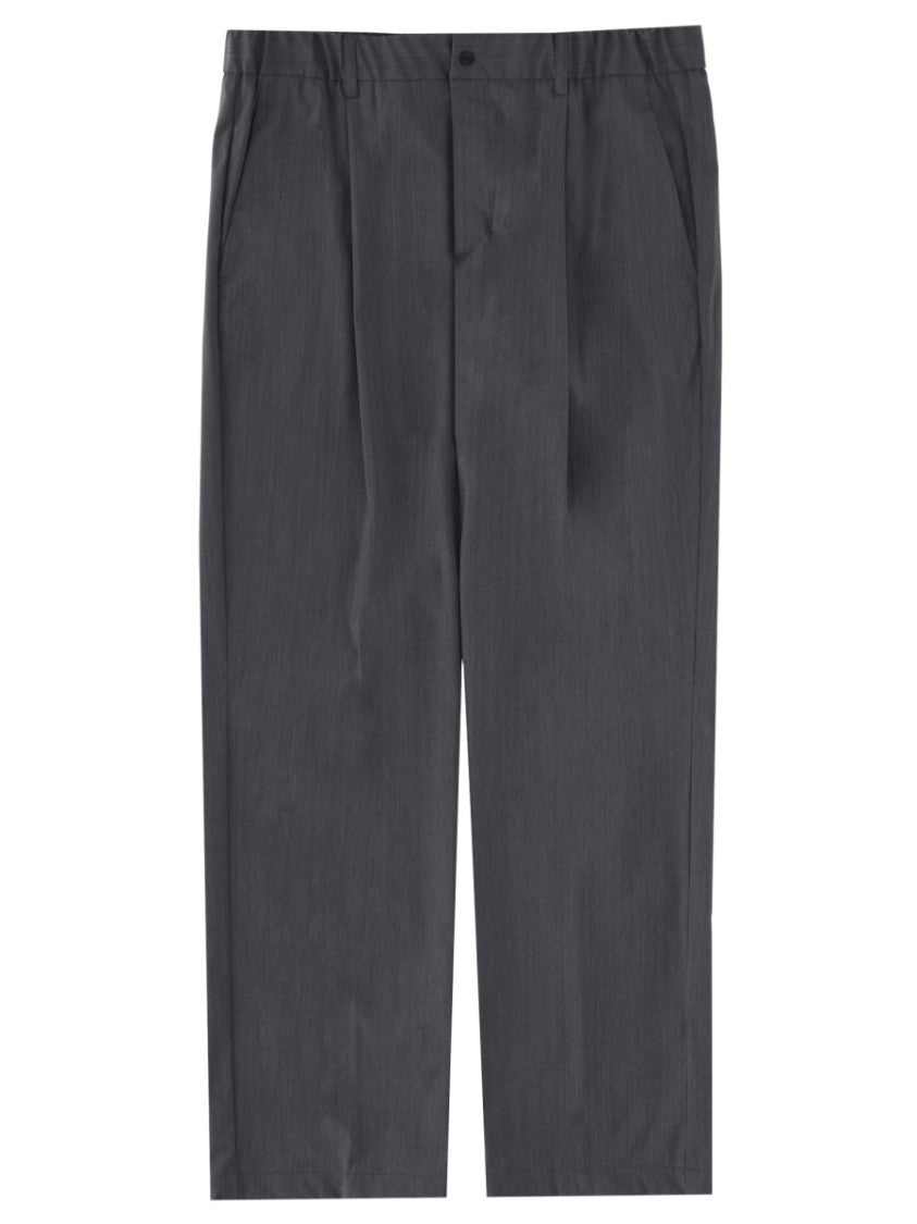 Herno Neutral Tailored Straight-Leg Wool-Blend Pants