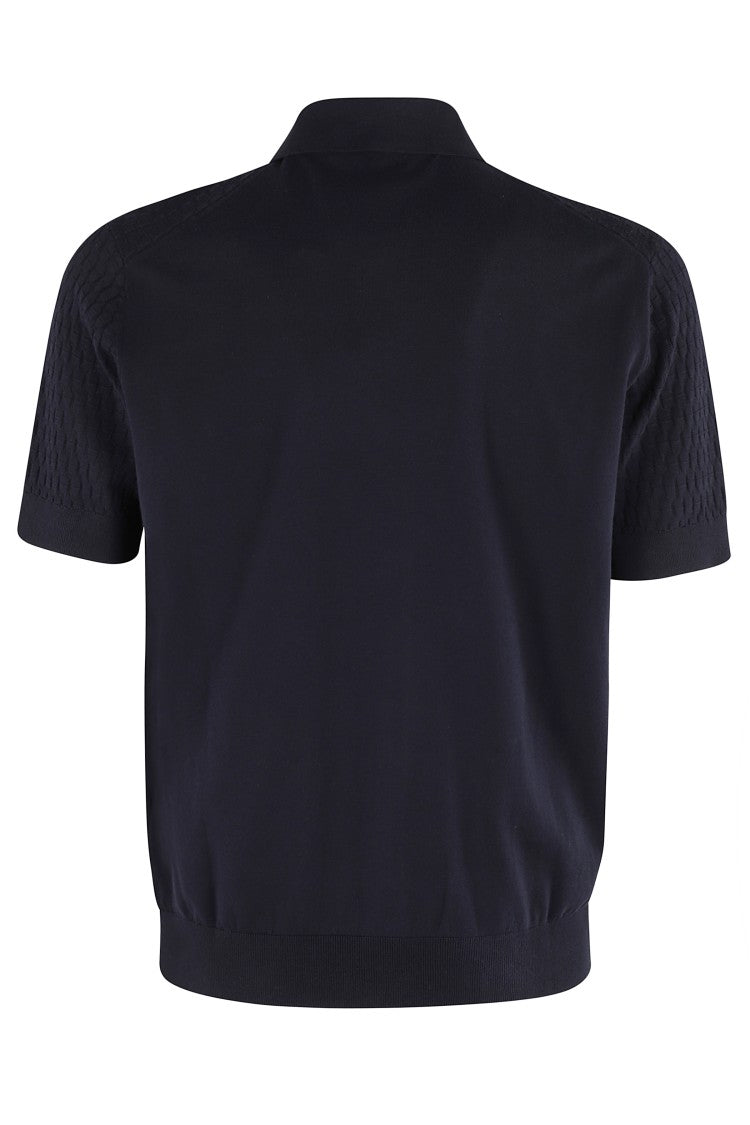 Paolo Pecora Short-Sleeved Polo-Style Knit Shirt With Textured Pattern
