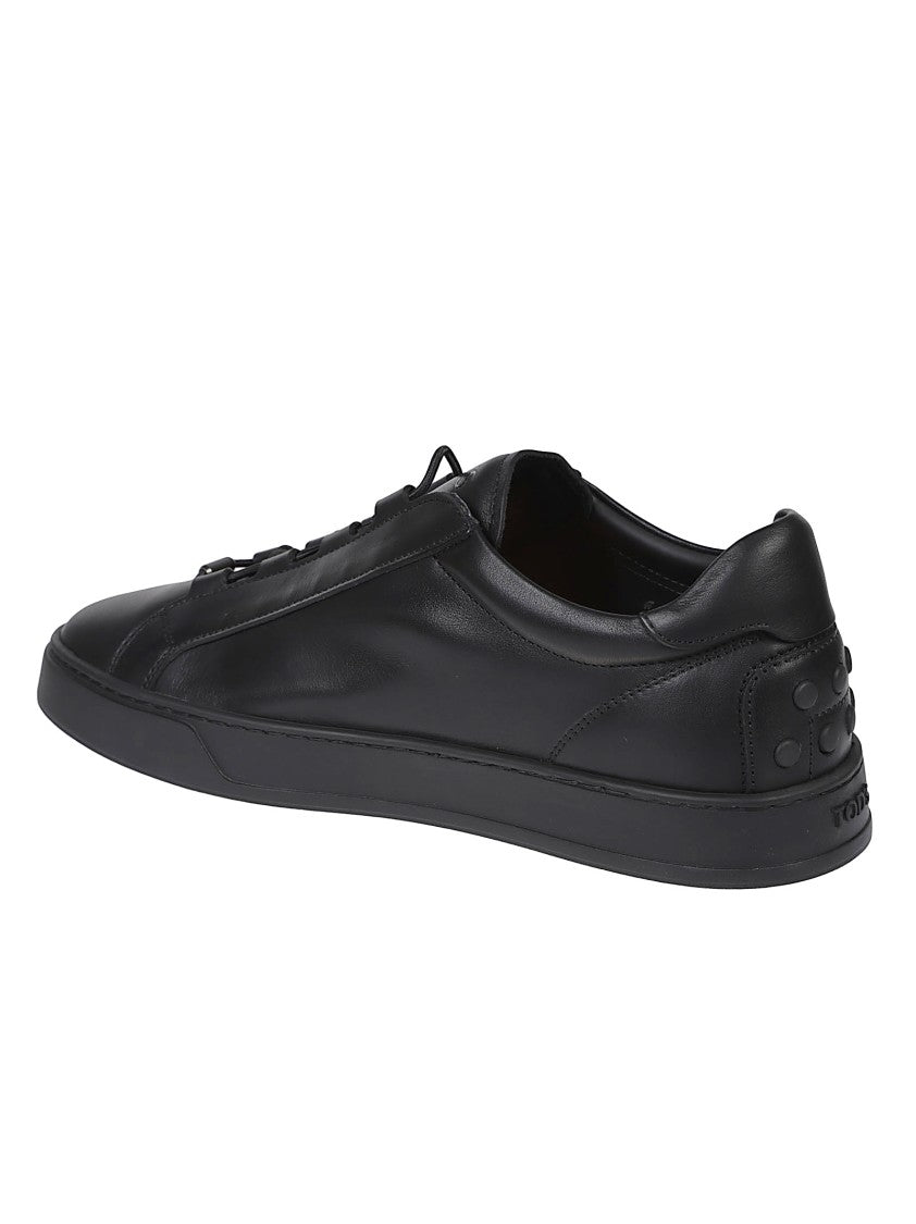 Tod's Minimalist Black Low-Top Sneakers With Elasticated Lacing