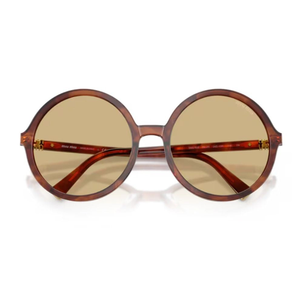 Miu Miu 0Mu B02s Miu Regard Oversized Round Tobacco Striated Sunglasses