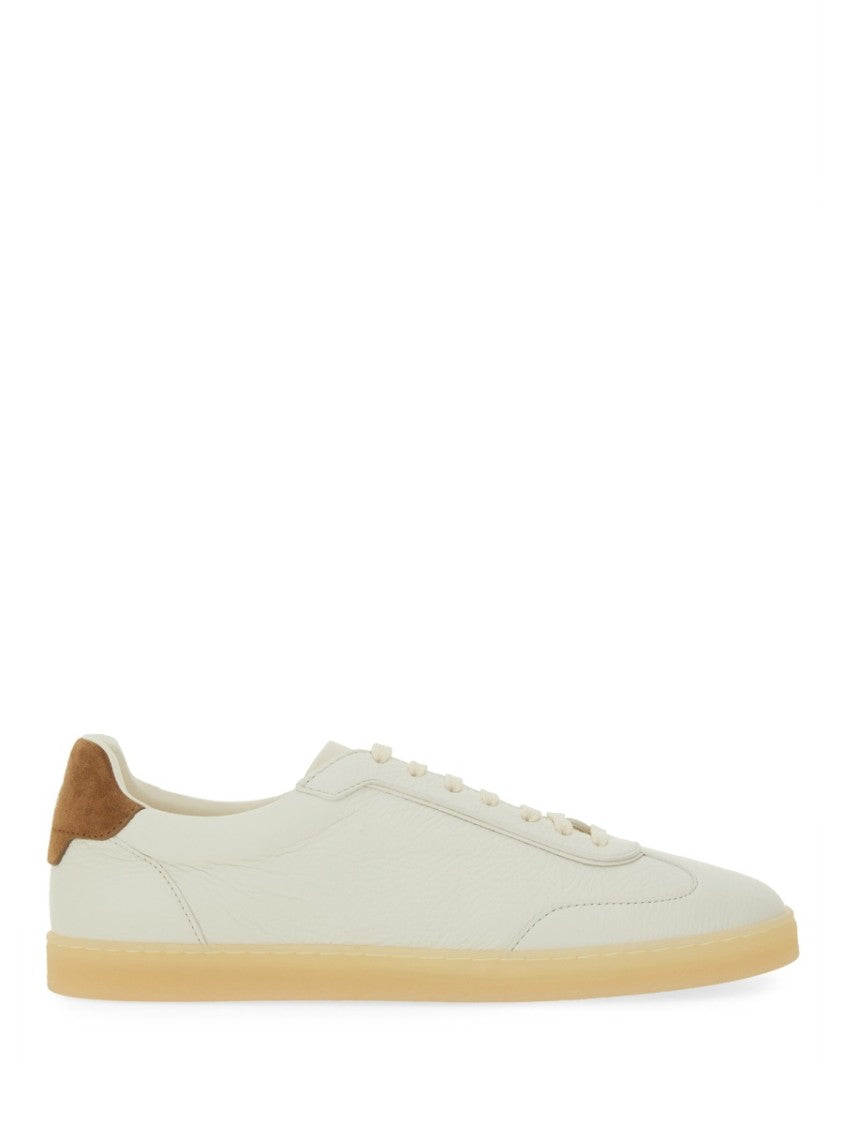 Brunello Cucinelli Smooth Leather Sneakers With Suede Heel Tab