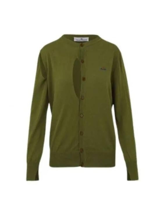 Vivienne Westwood Unique Cut-Out Green Cardigan With Classic Button-Down Front