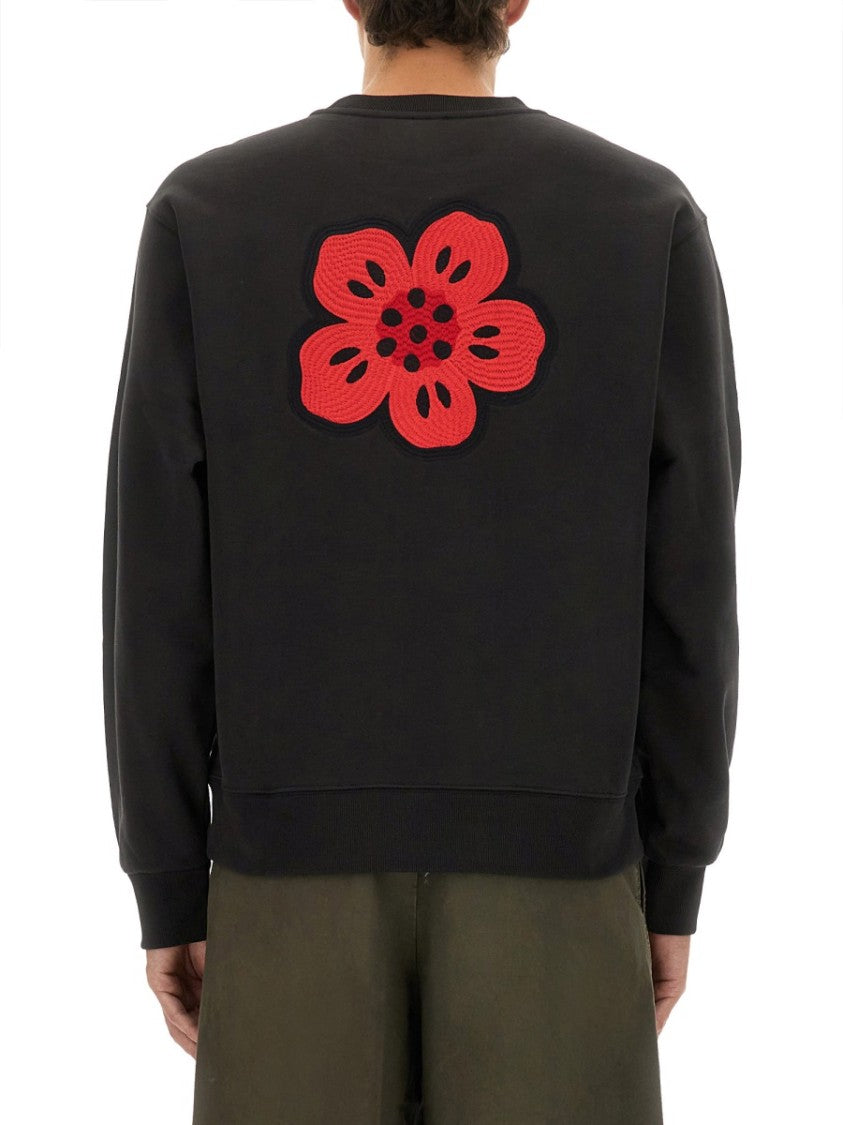 Kenzo Relaxed Fit Black Sweatshirt With Embroidered Logo
