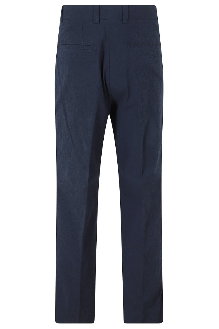 Paolo Pecora Blue Flush-Pockets Cotton-Blend Pants