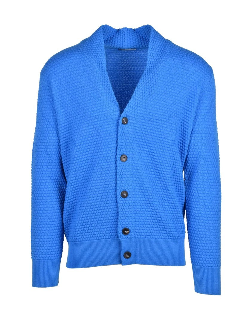 Kangra Light Blue Merino Wool Button Cardigan