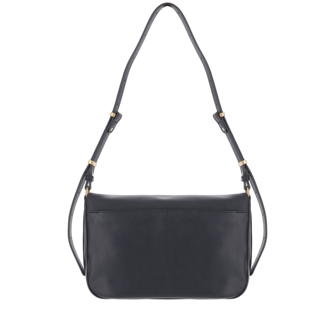 Pinko Black Rectangular Leather Bird Clasp Shoulder Bag