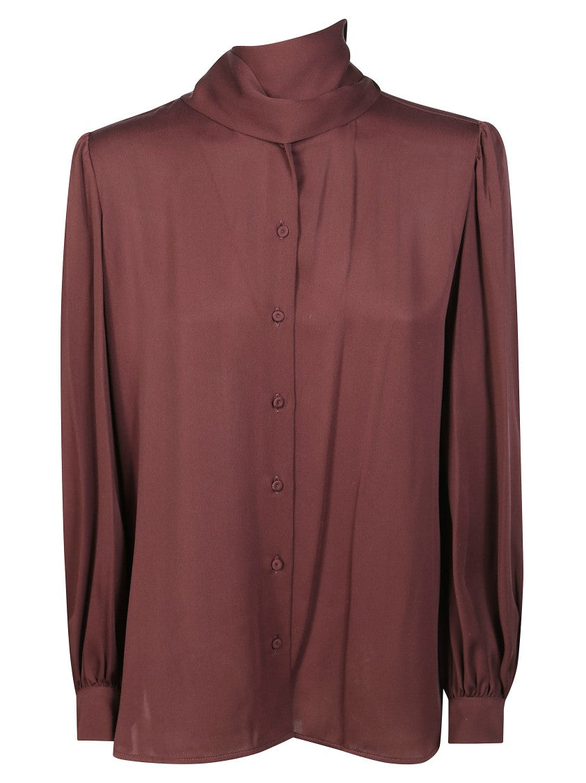 Max Mara High Neck Tie Detail Blouse With Buttoned Cuffs