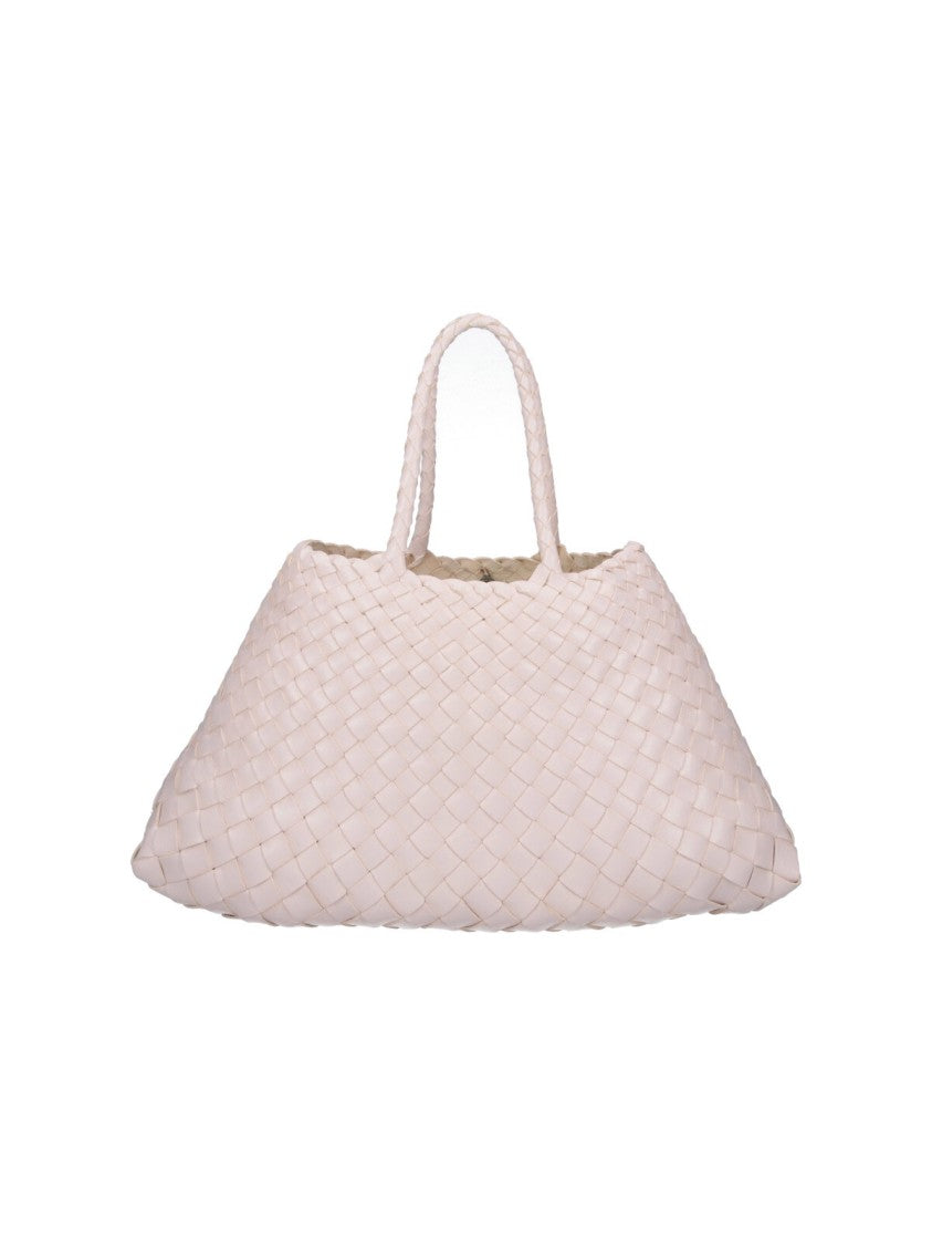 Dragon Diffusion Cream Santa Croce Braided Leather Handbag