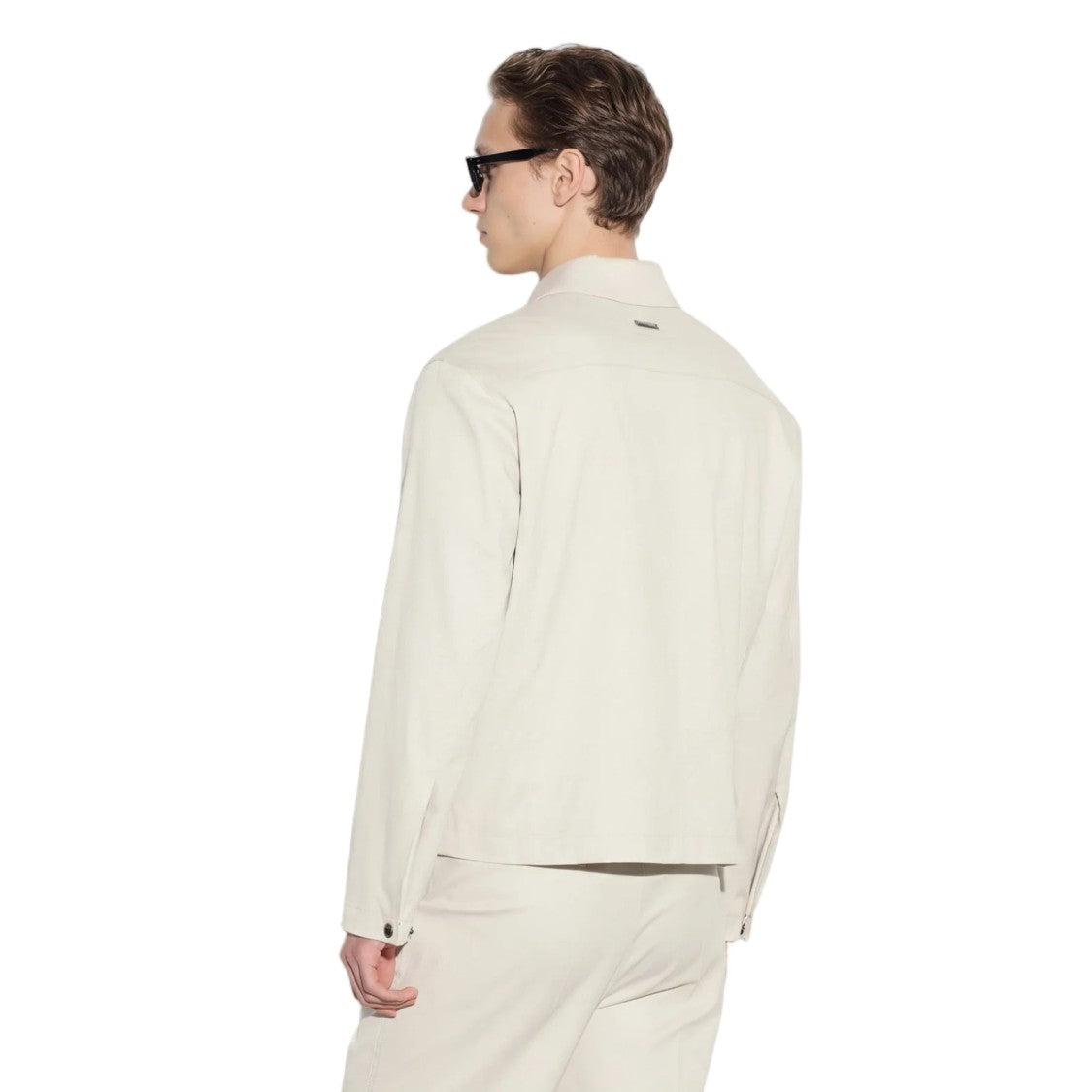 Paolo Pecora Cotton-Lyocell Off-Center Zipper Functional Casual Jacket