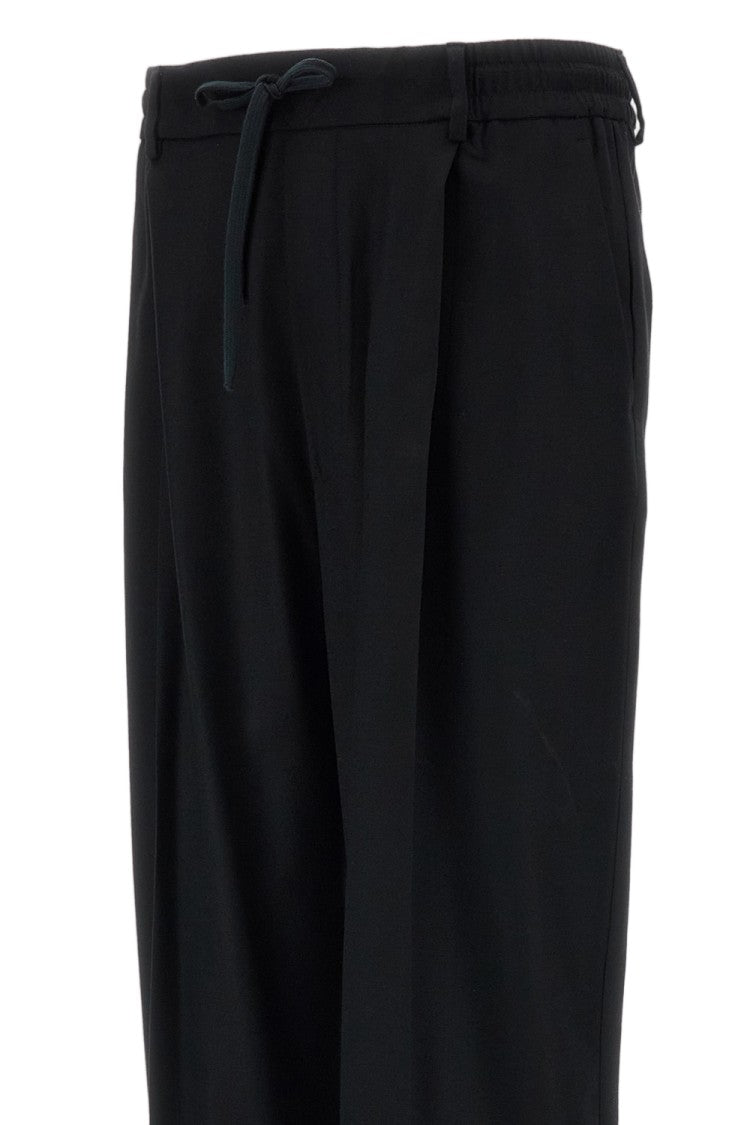 Barena Black Mado Flan Stretch Wool Flannel Jogger Trousers