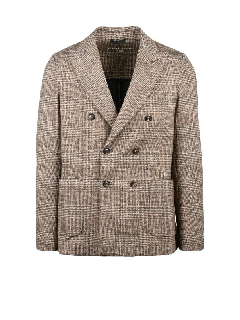 Circolo 1901 Double-Breasted Checkered Jacket With Wide Lapels And Patch Pockets