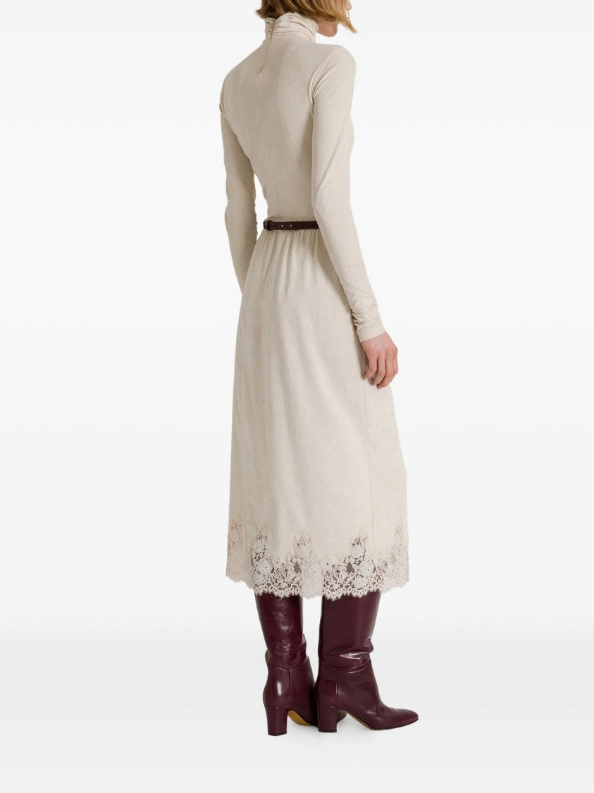 Alberta Ferretti Neutrals Triacetate Blend Fitted Turtleneck Top