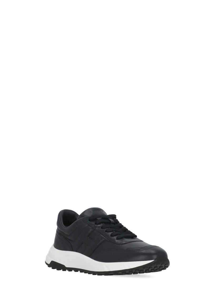 Hogan Blue Round Toe Hyperlight Leather Sneakers