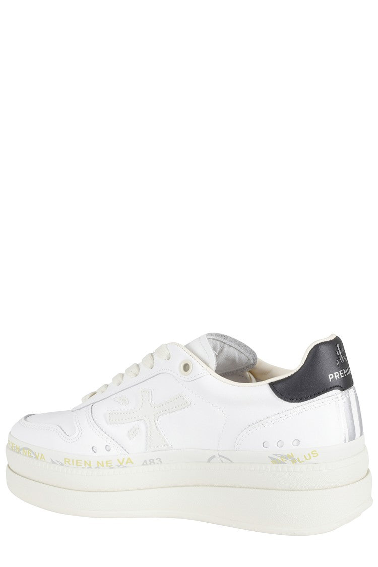 Premiata White Micol 8197 Side-Logo Leather Sneakers