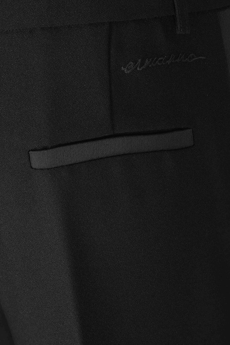 Ermanno Firenze Black Waist Ties Belt Loops Straight-Leg Pants