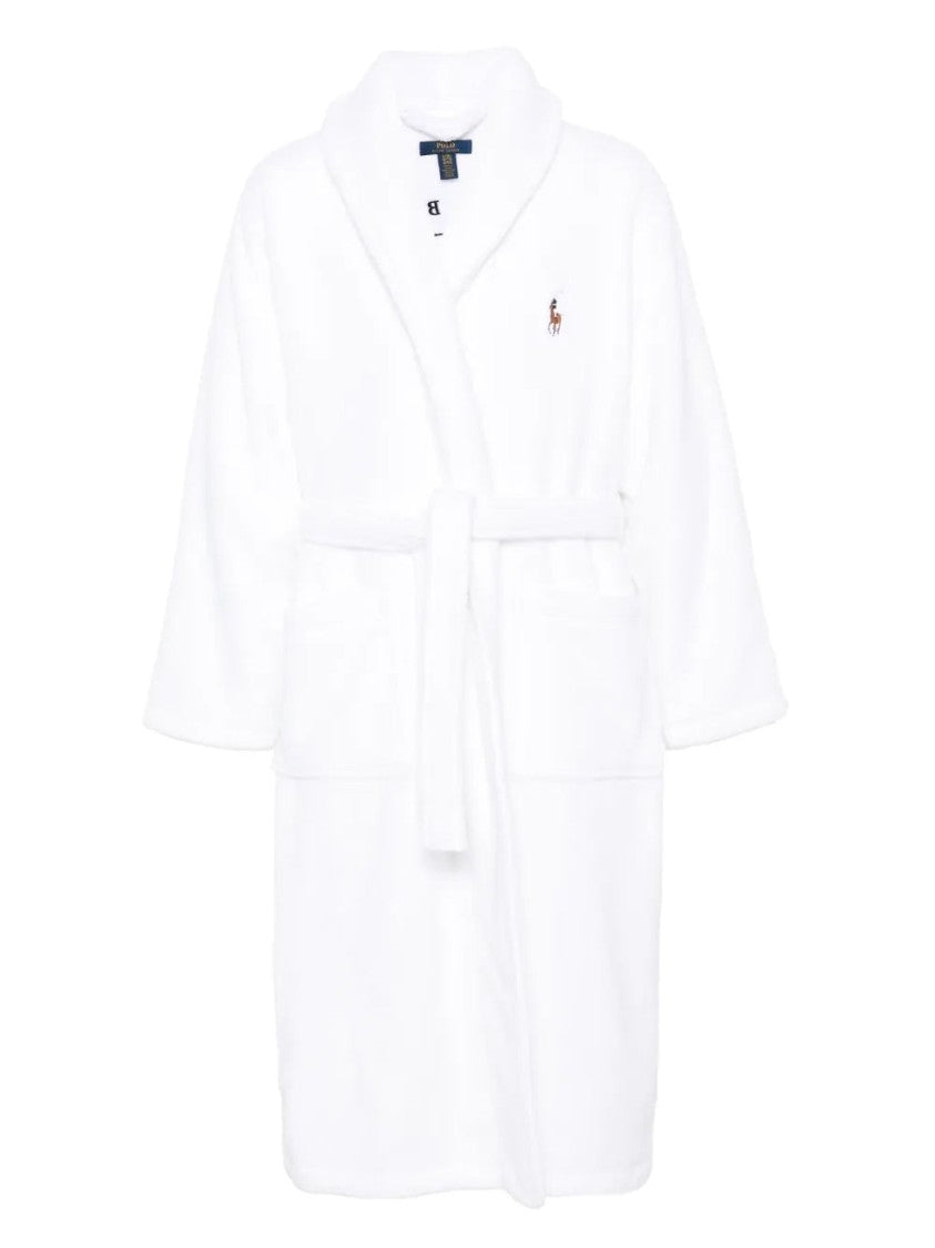 Polo Ralph Lauren Embroidered Cotton Shawl Robe With Belted Waist