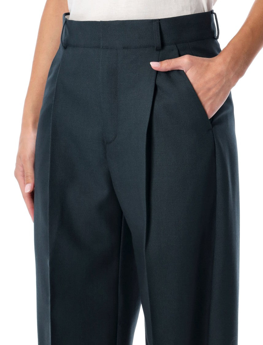 Soeur Graham Teal Blue Virgin Wool Trousers