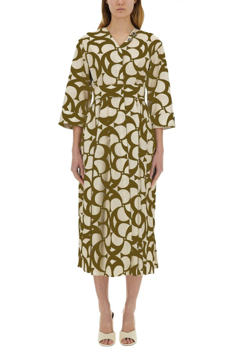 Max Mara Multicolor Crepe Midi Dress
