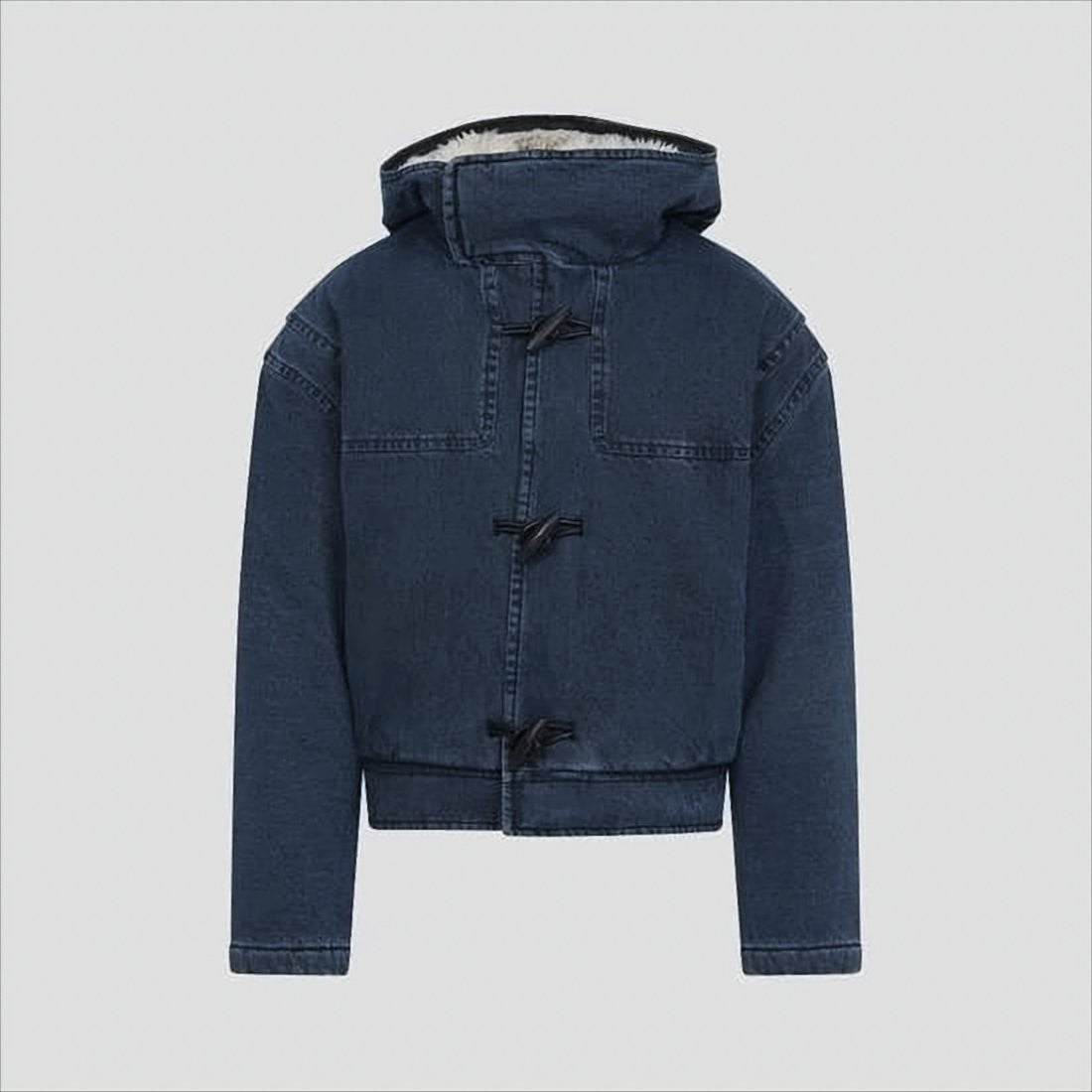 Jacquemus Structured Dark Denim Jacket With Shearling Lining