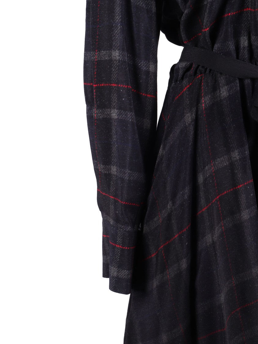 Shirt A Porter Dark Plaid Midi Dress