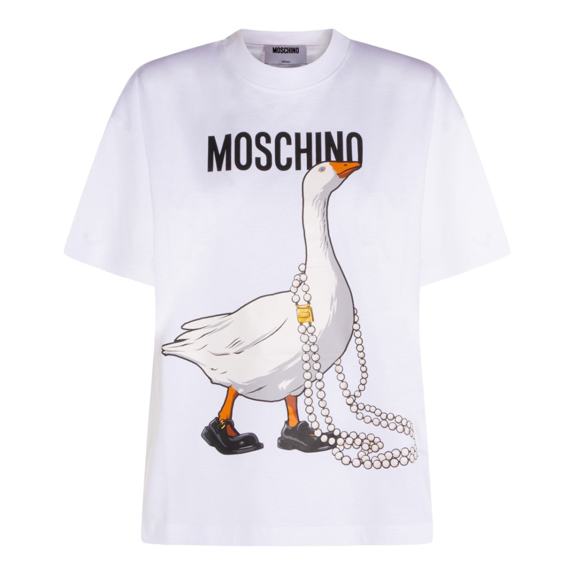Moschino Minimalist White T-Shirt With Round Neckline