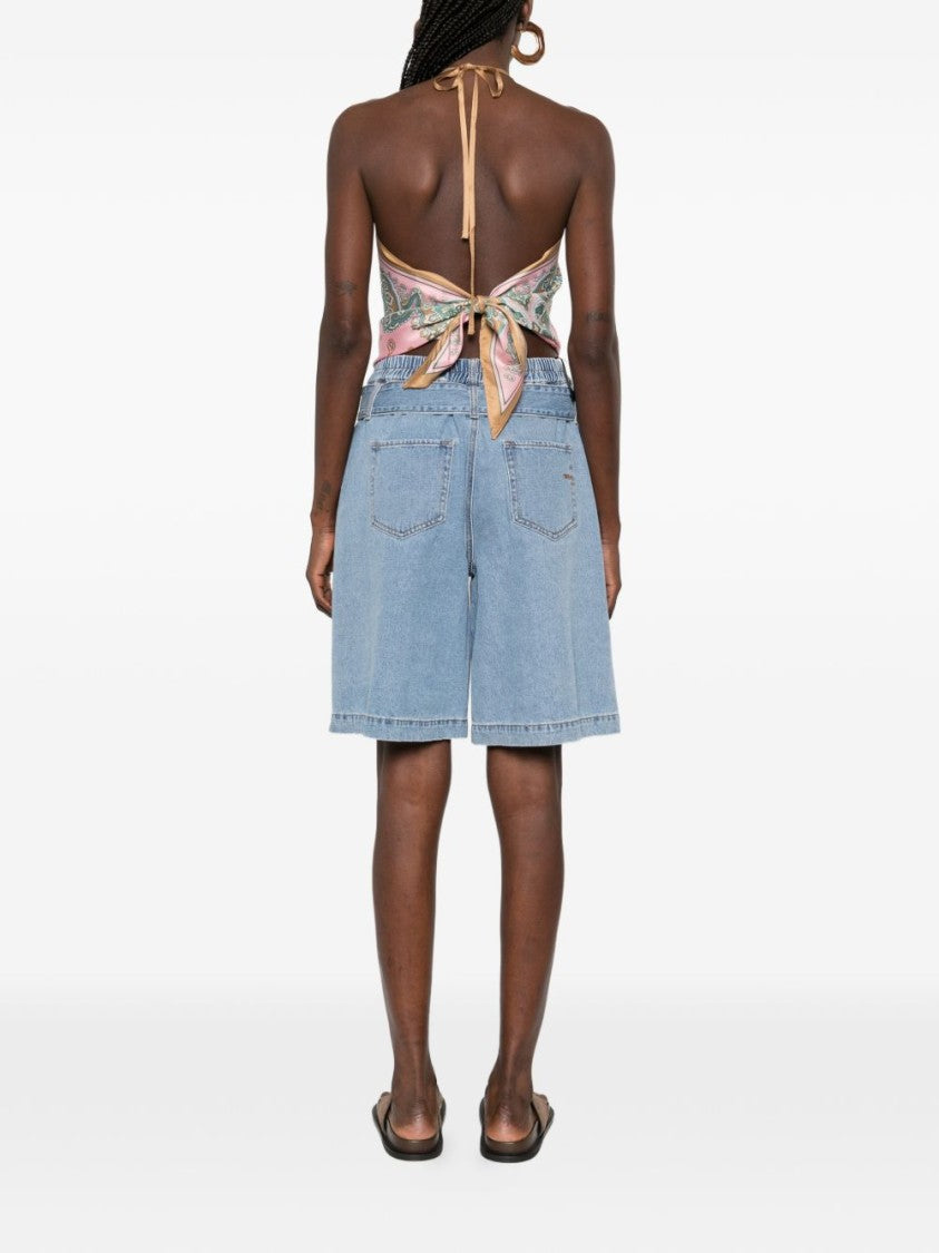 Pinko Sleeveless Halter Top With Paisley And Floral Patterns