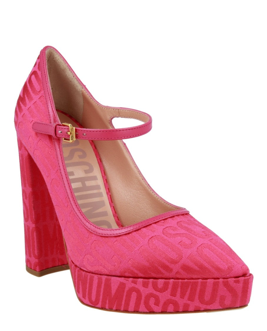 Moschino Logo Jacquard Mary Jane Pumps