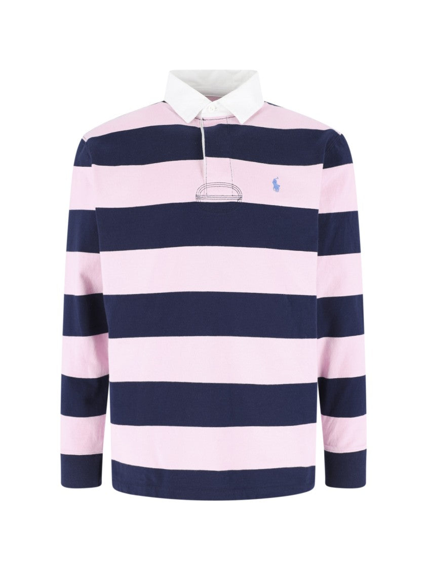 Polo Ralph Lauren Pink/Navy Wide Stripe Rugby Polo
