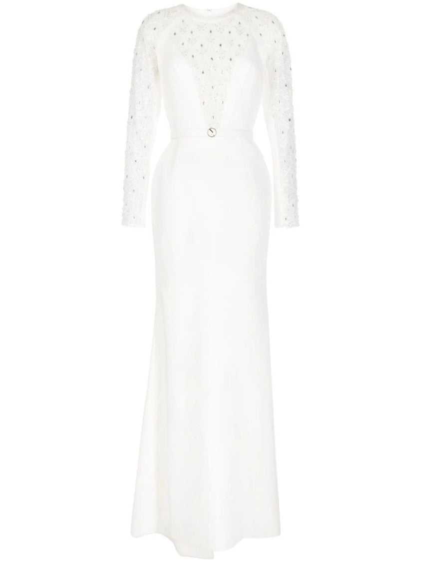 Saiid Kobeisy Beaded Long Crepe Dress