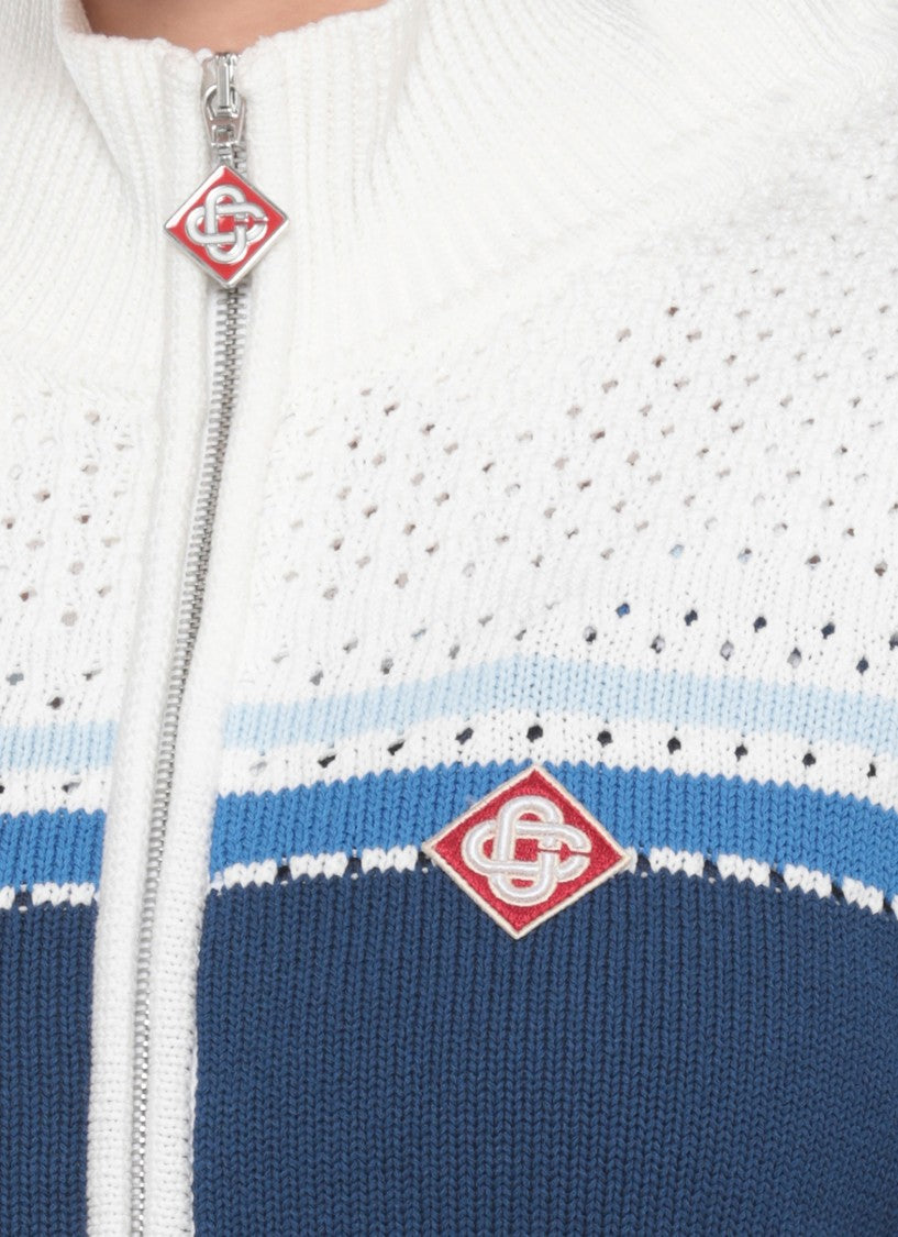 Casablanca White Mesh Stripe Perforated Jacket