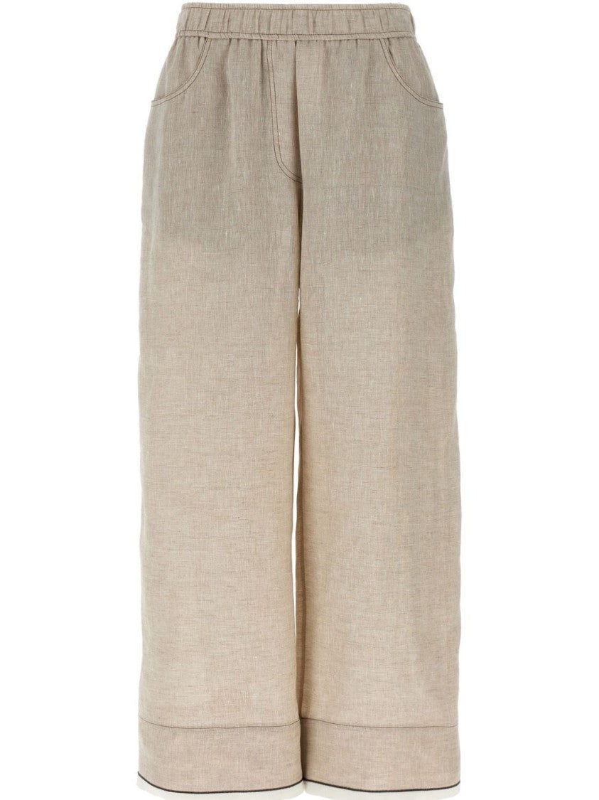 Brunello Cucinelli Relaxed Straight-Leg Trousers With Logo Patch