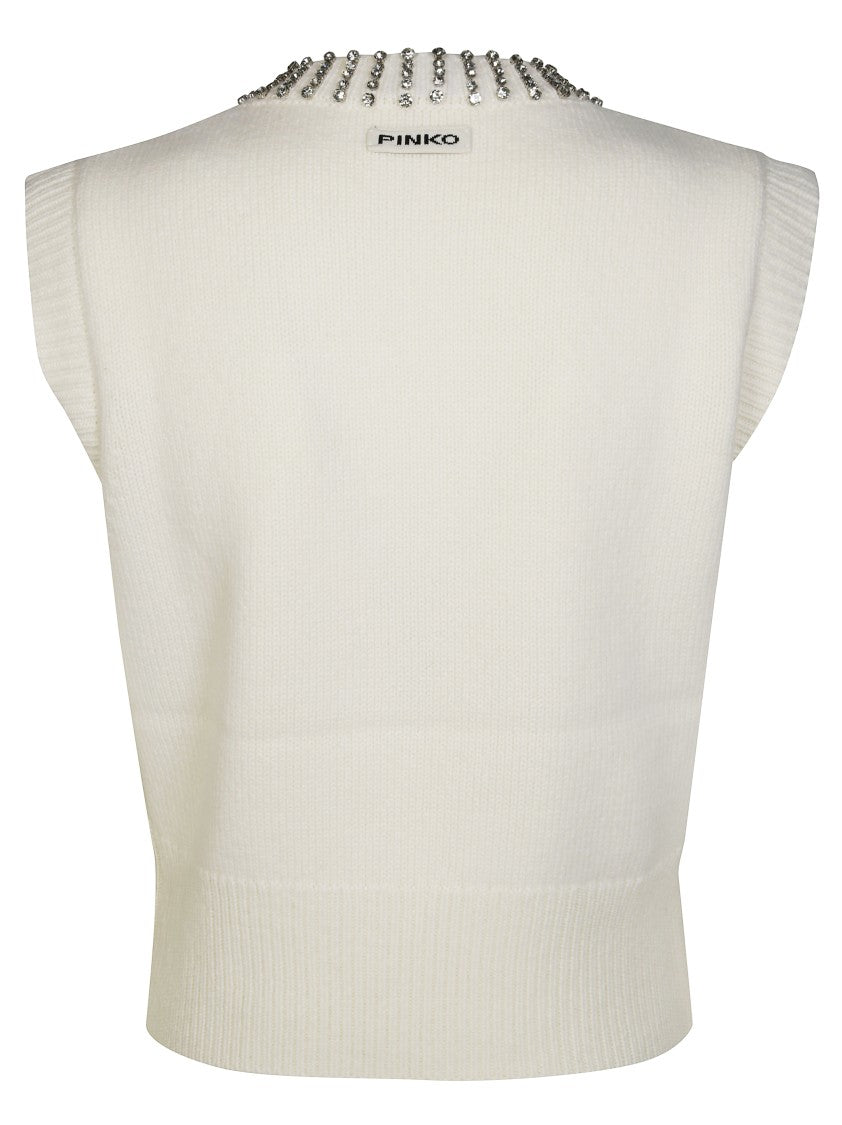 Pinko Ponziane Vest With Maxi Rhinestone Appliques