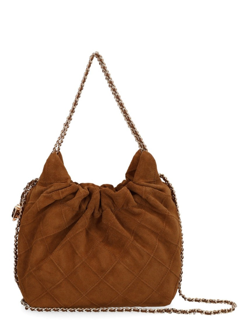 Tory Burch Warm Brown Fleming Ruched Chain Handbag