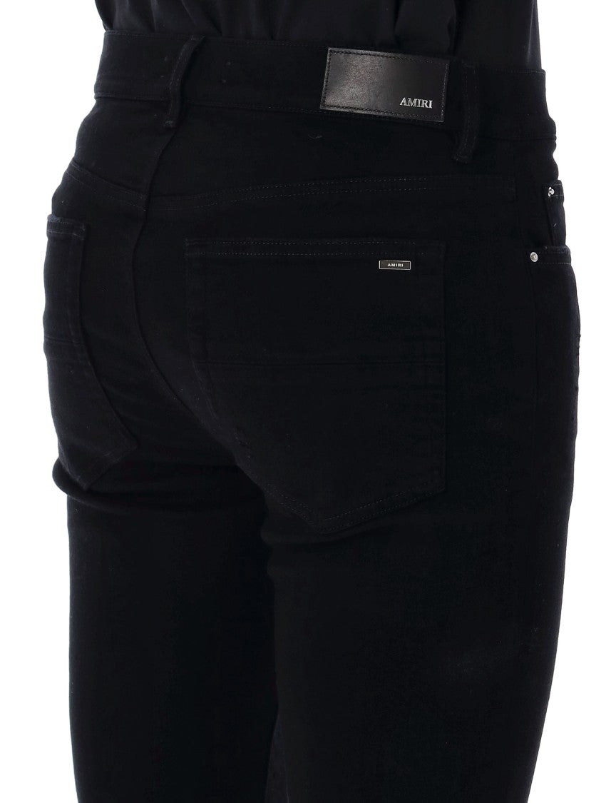Amiri Skinny Fit Black Denim Jeans With Unique Overdye Finish