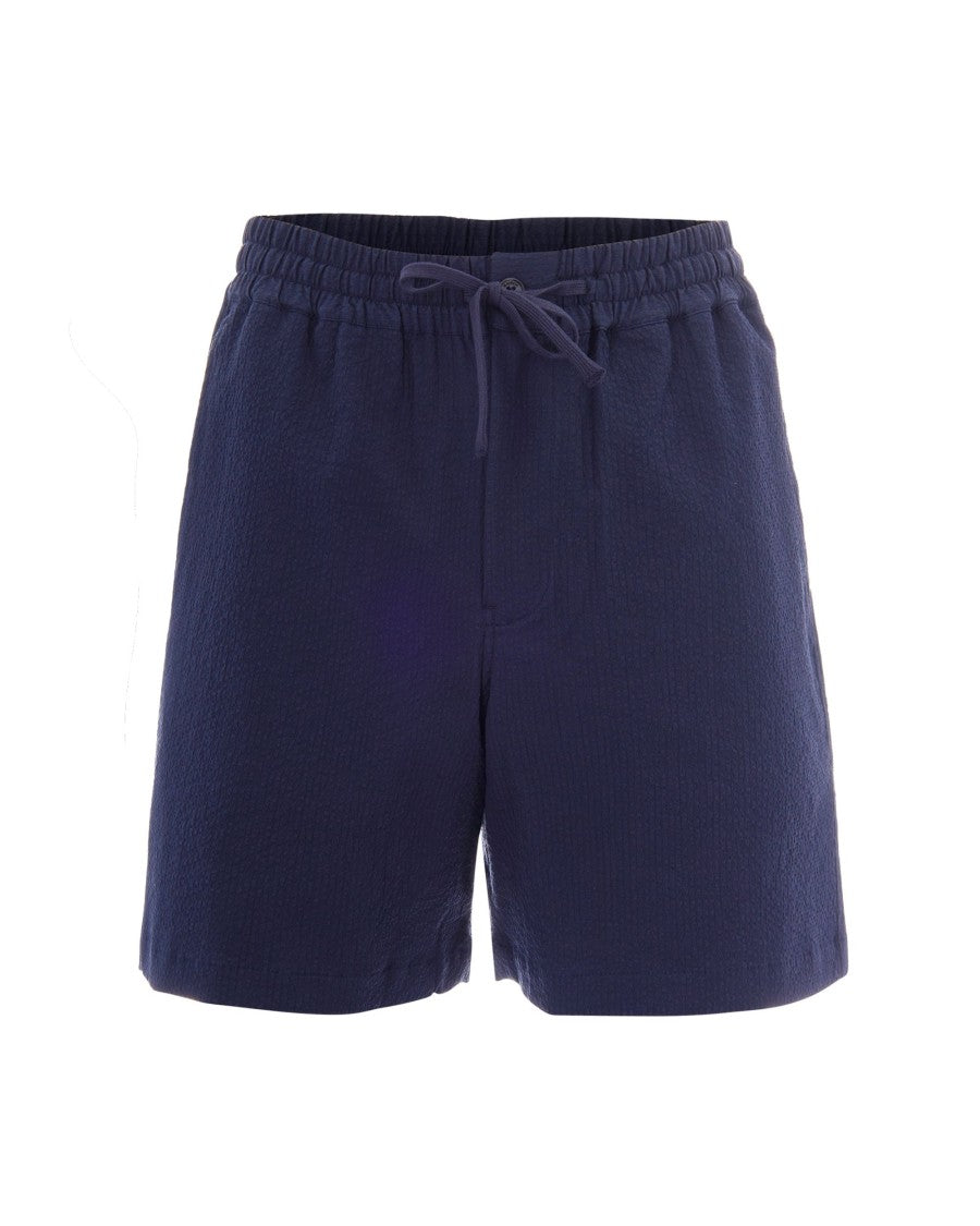 Maison Kitsuné Elasticated Seersucker Shorts With Handwritten Detail