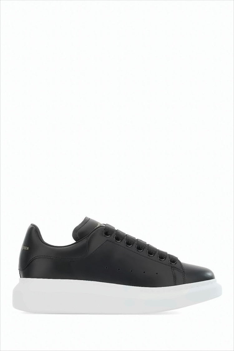 Alexander Mcqueen Oversized Black Leather Sneakers With Sole