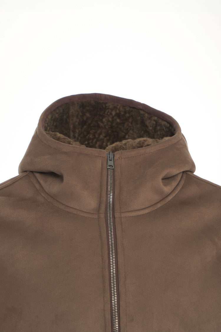 Herno Suede Jacket With Shearling Lining And Integrated Hood