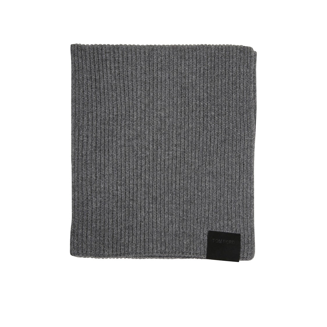 Tom Ford Ribbed Scarf With Leather Logo Tag