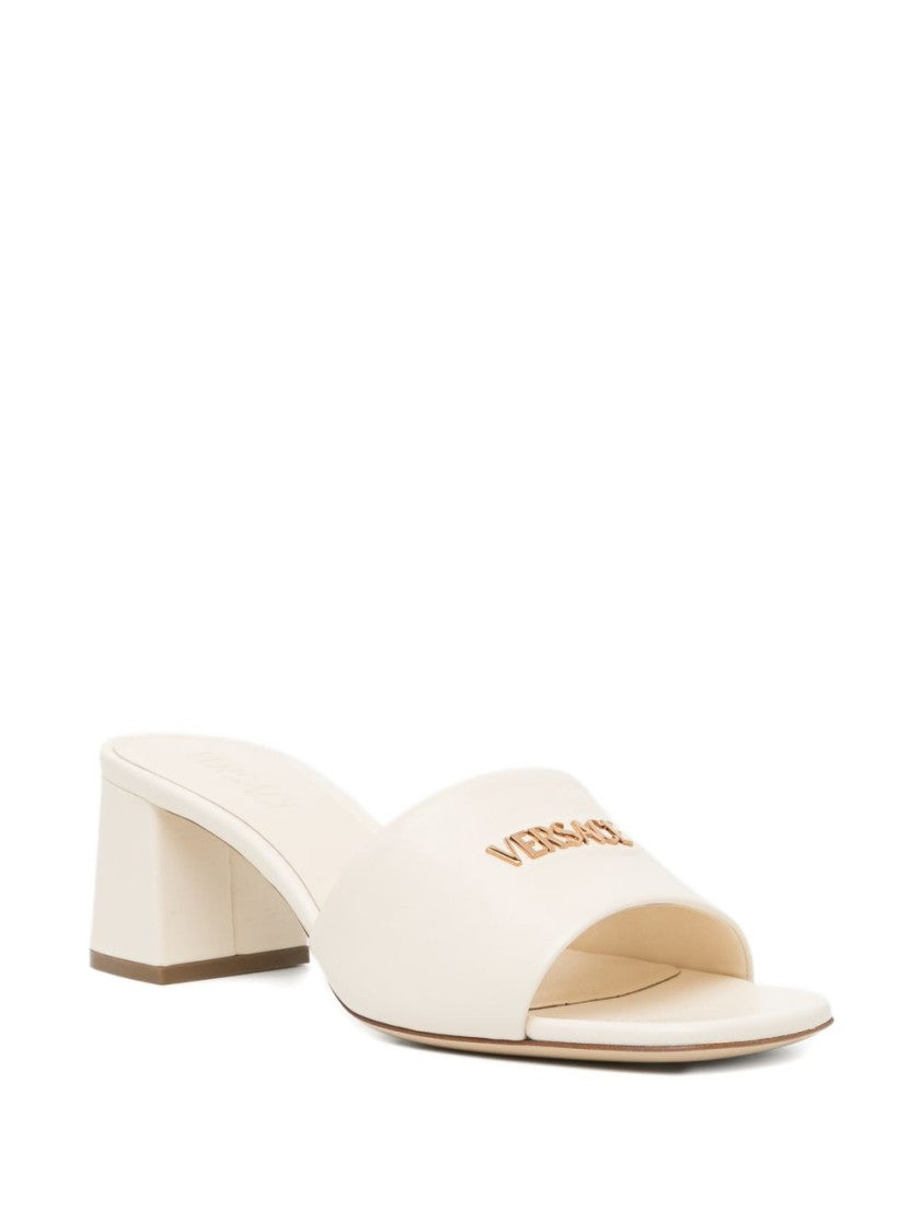 Versace Cream Square Open Toe Branded Sandals
