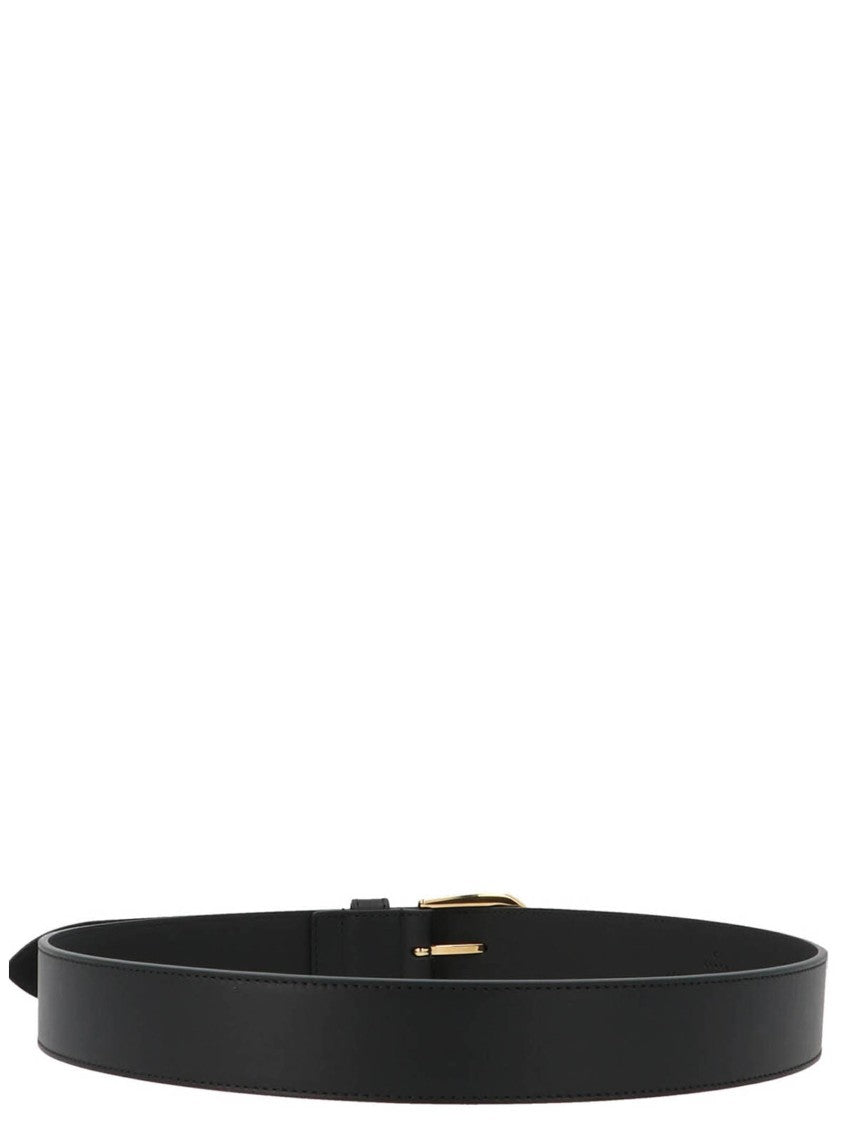 Gucci Square Metal Buckle Leather Belt With Gg Detail