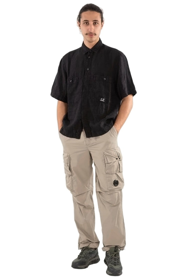 C.P. Company Short-Sleeve Linen Shirt With Classic Collar