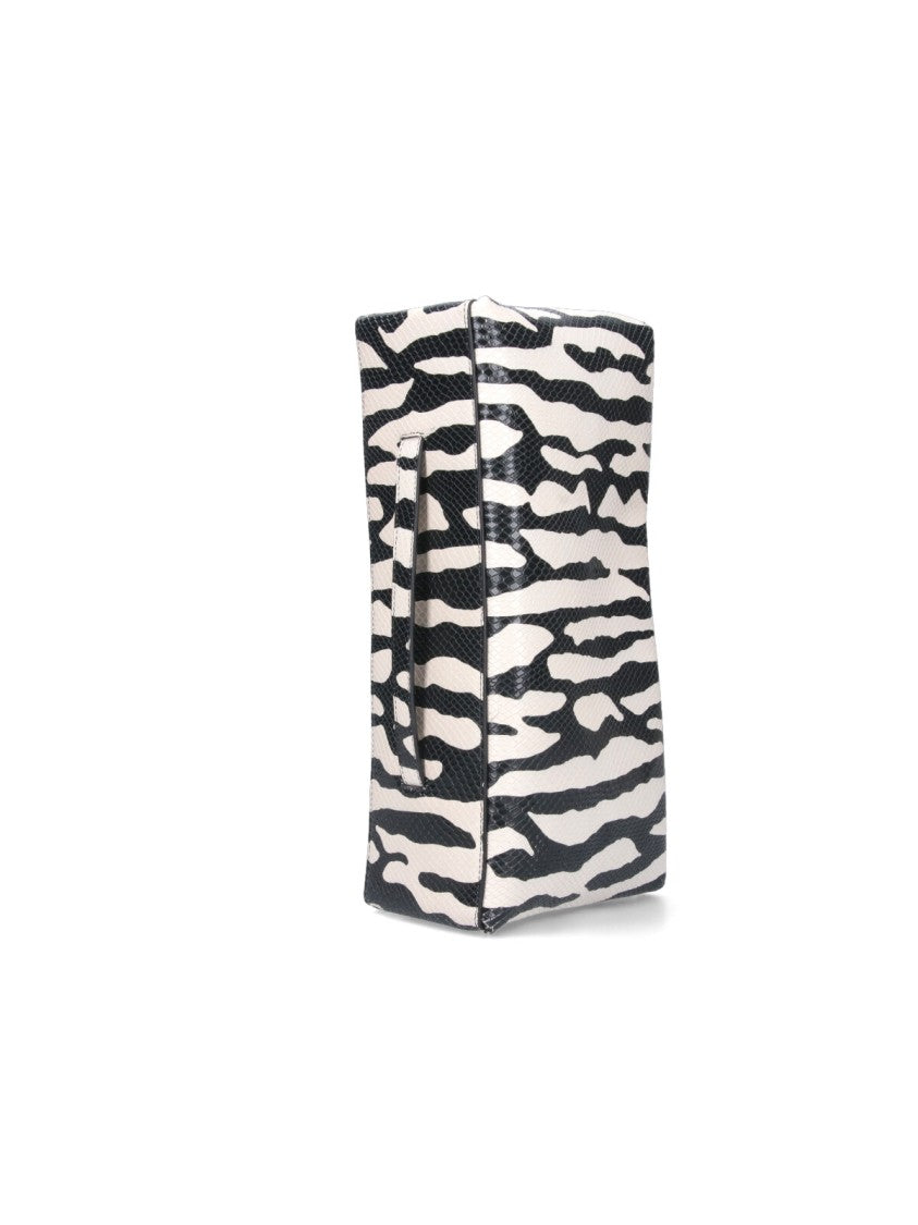 Mouliebre "Carlotta" Zebra Print Clutch – White